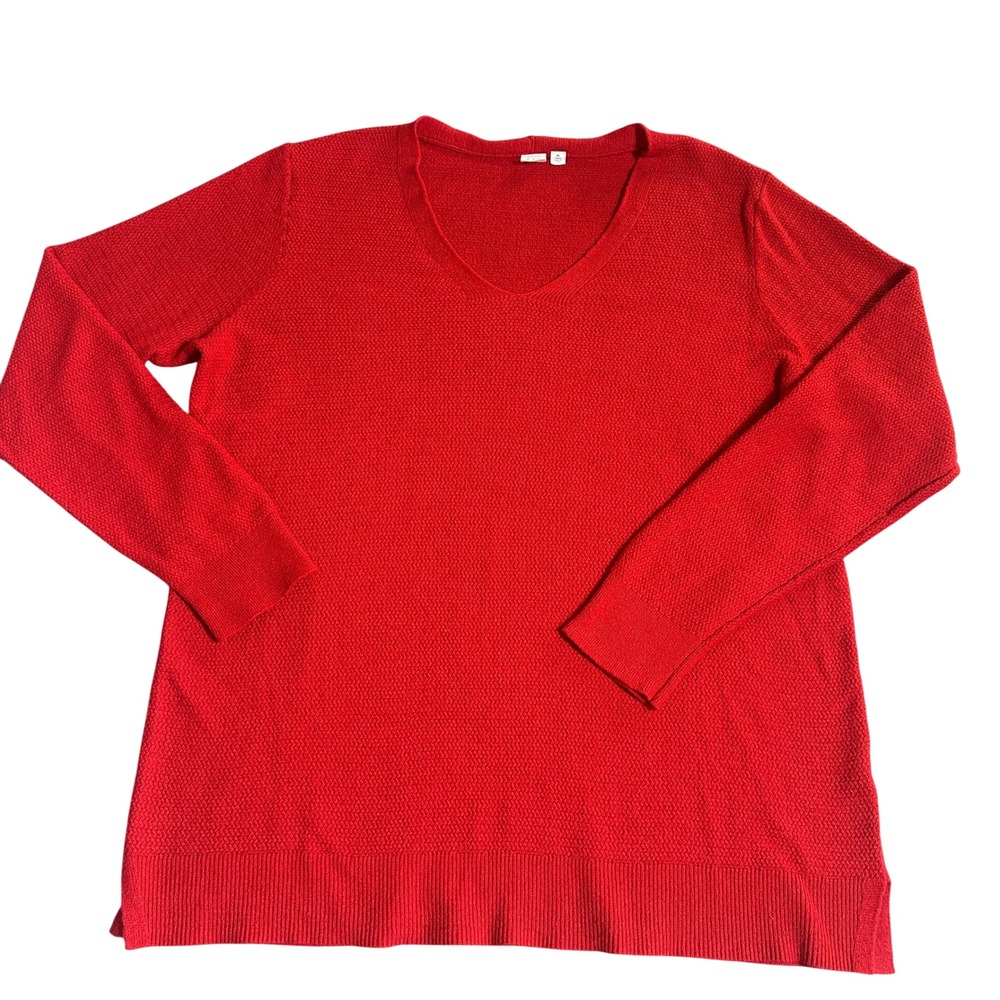 GAP Merino Wool Blend Oversized Sweater XL Tall Red V neck Minimalist Staple